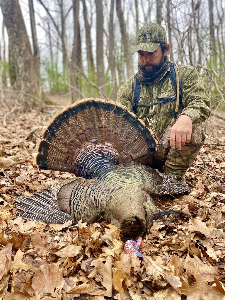 James Buice with a trumpet-called timber longbeard.