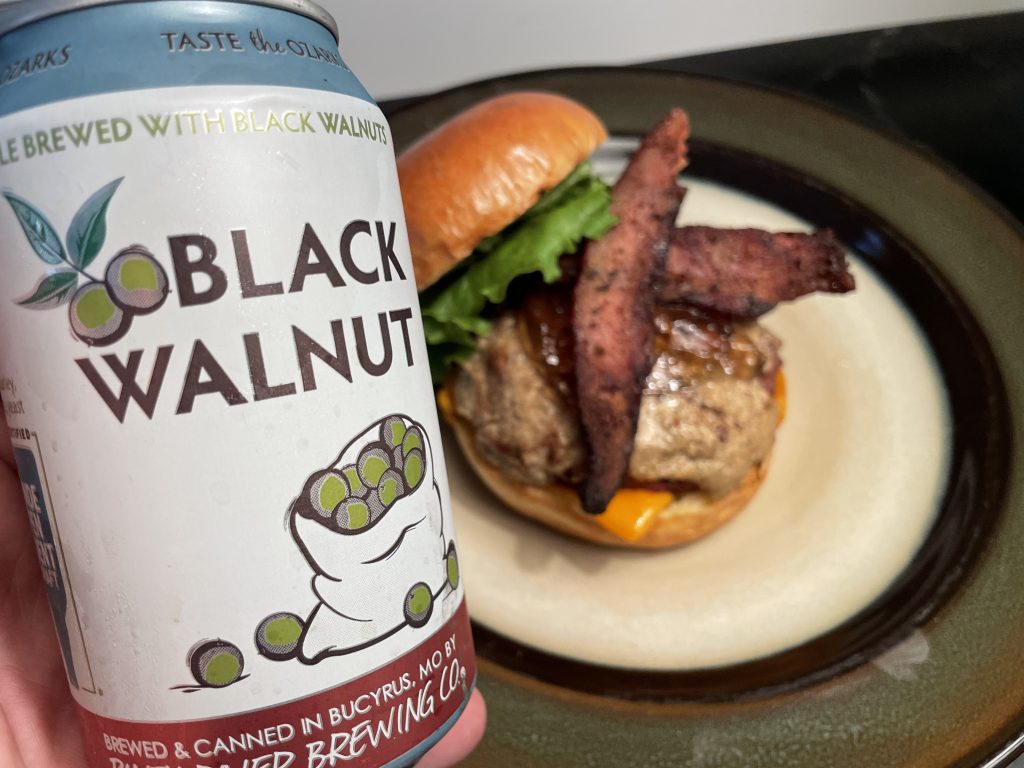 Stock Burger and Black Walnut Beer