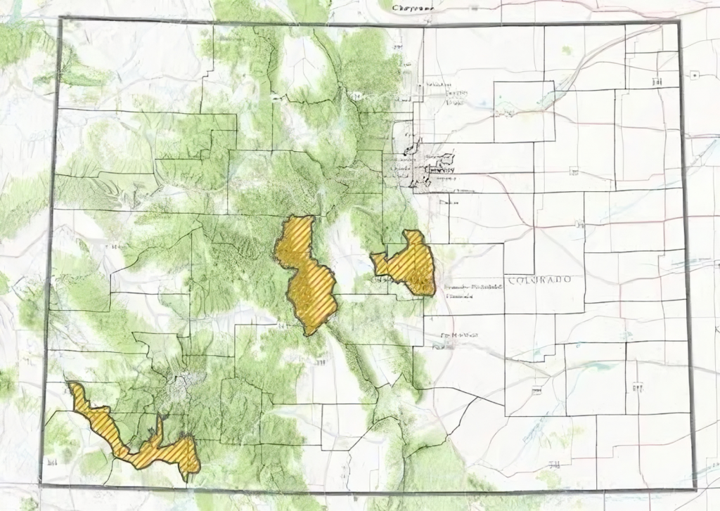 Colorado map with focus areas of RMRI