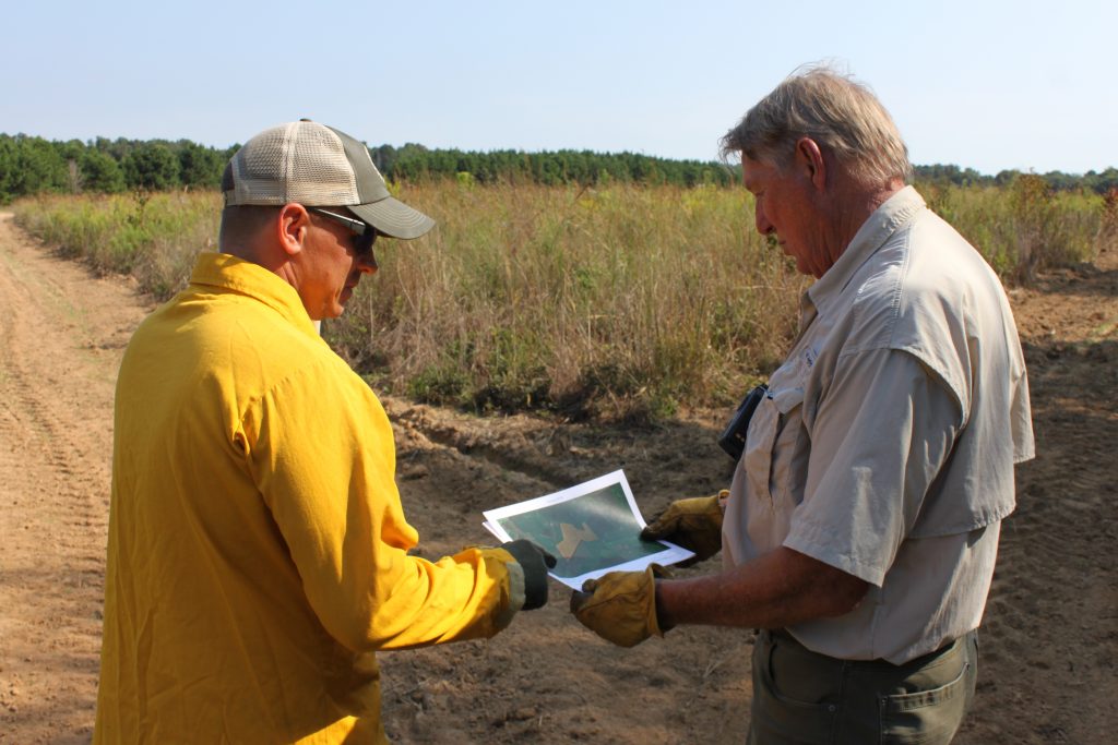 Viewing a map of the land before burning