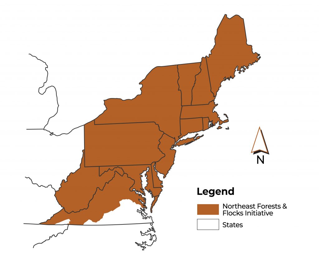 The Landscape: Forests and Flocks encompasses Connecticut, Delaware, Maine, Maryland, Massachusetts, New Hampshire, New Jersey, New York, Pennsylvania, Rhode Island, Vermont, West Virginia and northern and western portions of Virginia.