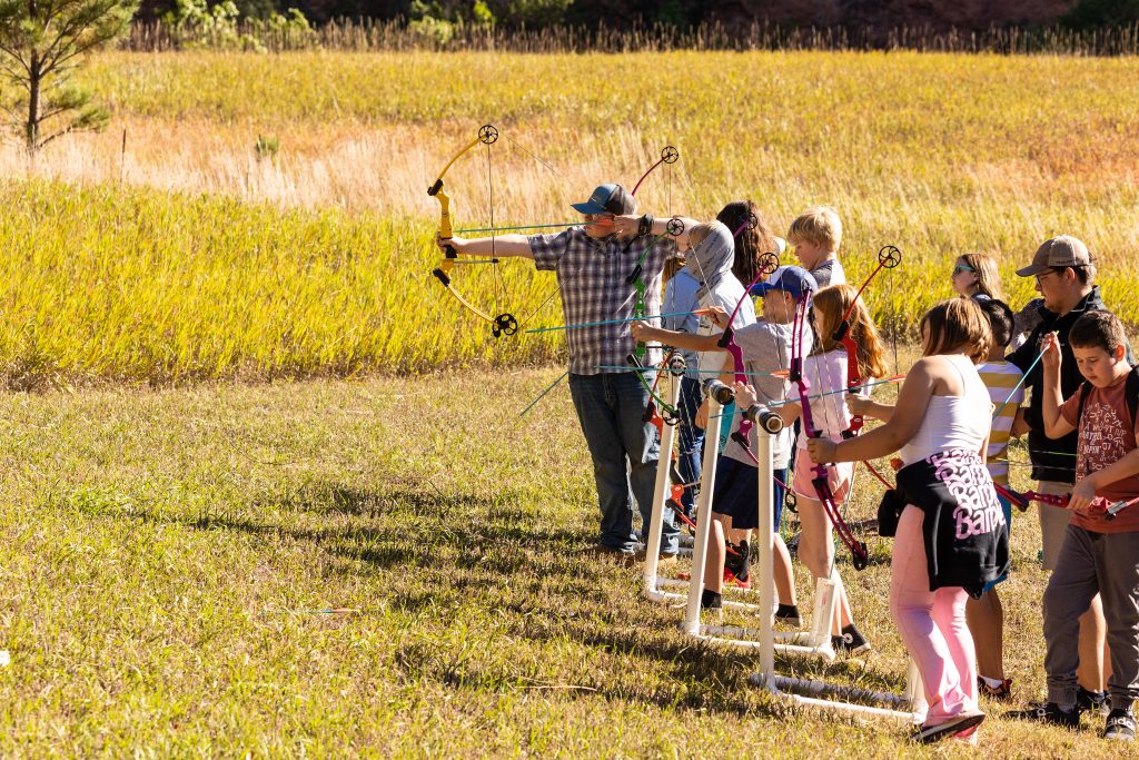 Students practice archery