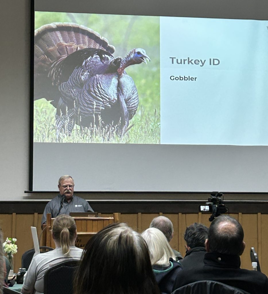Pat Navarre presenting wild turkey ID