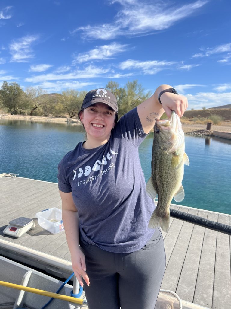 Paulsen poses with a fish she caught