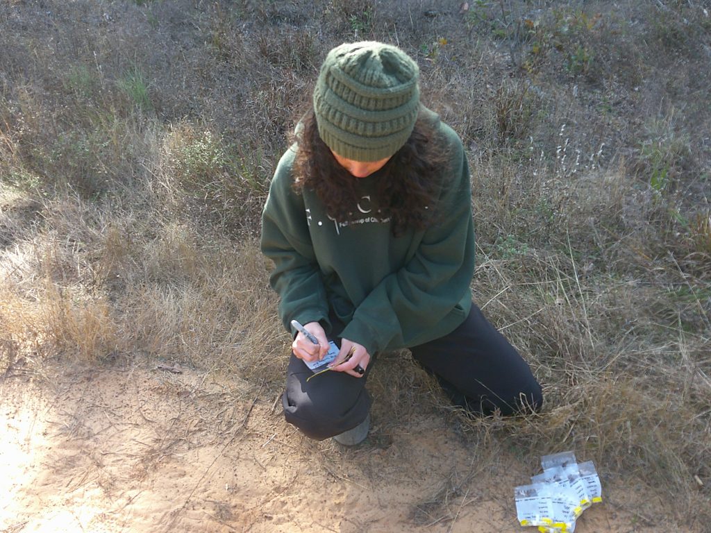 researcher taking samples